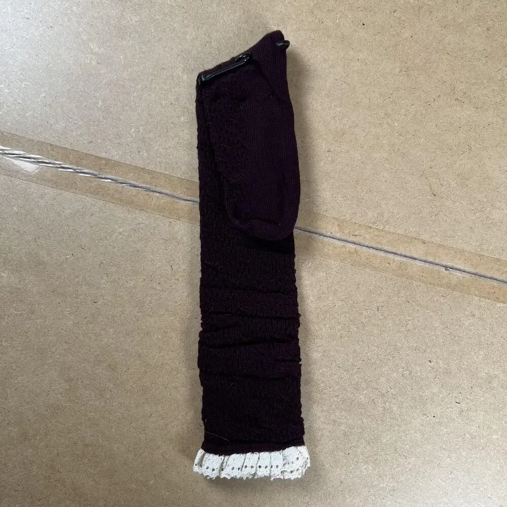 MeMoi Socks Womens One Size Purple Over The Knee Knitted Lace Trim Knee Highs
